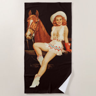 Cowgirl-Pin-Up Strandtuch