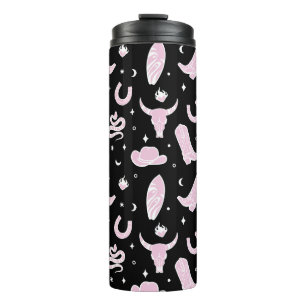 Cowgirl Pink Black Western Surfer Thermosbecher