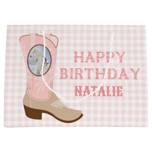 Cowgirl Pink Boot Foto Große Geschenktüte (Vorderseite)