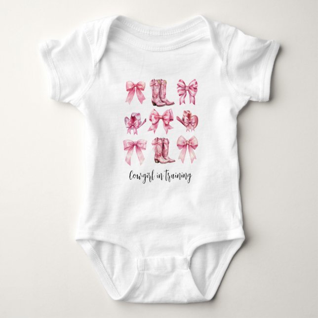 Cowgirl Pink Bows Coquette Ästhetik Baby Strampler (Vorderseite)