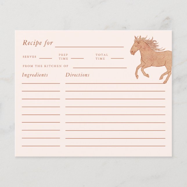 Cowgirl Pink Brautparty Rezept Card (Vorderseite)