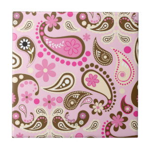 Cowgirl Pink Brown Paisley Blume Land Texas Fliese