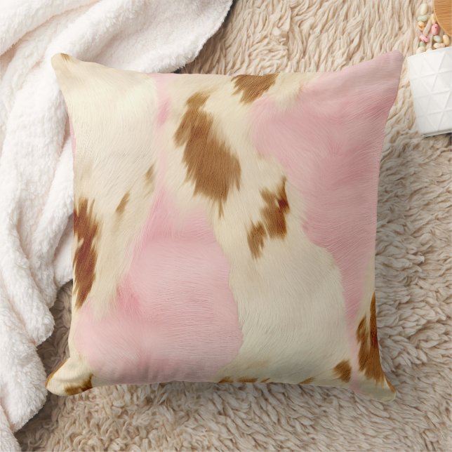 Cowgirl Pink Cream Brown Cowhide Kissen (Decke)