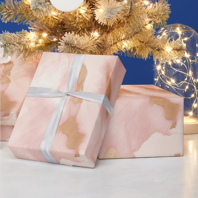 Cowgirl Pink Cream Brown Gold Cowhide Geschenkpapier (Feiertage)