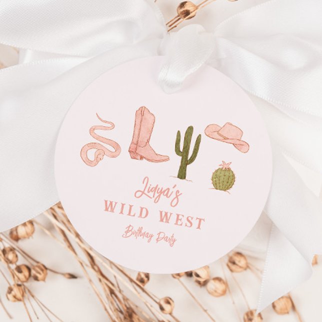 Cowgirl Pink Geburtstagsparty Wild West Geschenkanhänger (Von Creator hochgeladen)