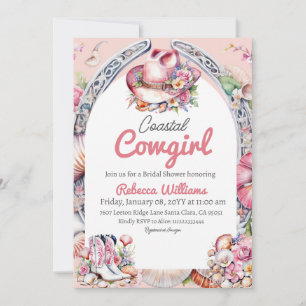Cowgirl Pink Hat Western Brautparty Einladung
