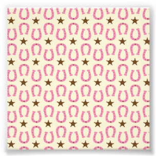 Cowgirl Pink Horseshoe Sheriff Star Country Texas Fotodruck