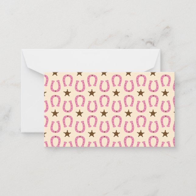Cowgirl Pink Horseshoe Sheriff Star Country Texas Mitteilungskarte (Vorderseite)