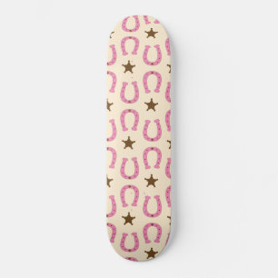 Cowgirl Pink Horseshoe Sheriff Star Country Texas Skateboard