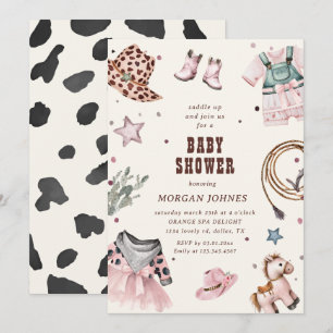 Cowgirl Pink Western Rodeo Baby Shower Einladung