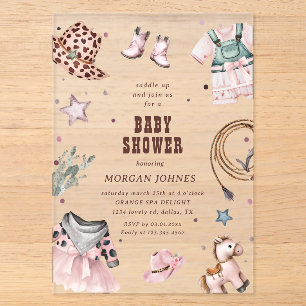 Cowgirl Pink Western Rodeo Kinderdusche Einladung