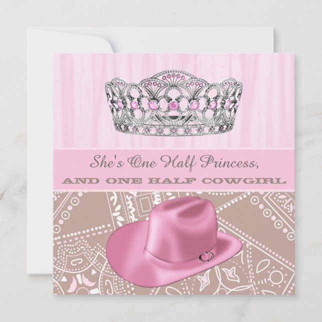 Cowgirl Princess Baby Dusche Einladung (Vorderseite)