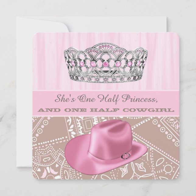 Cowgirl Princess Birthday Party Einladung (Vorderseite)