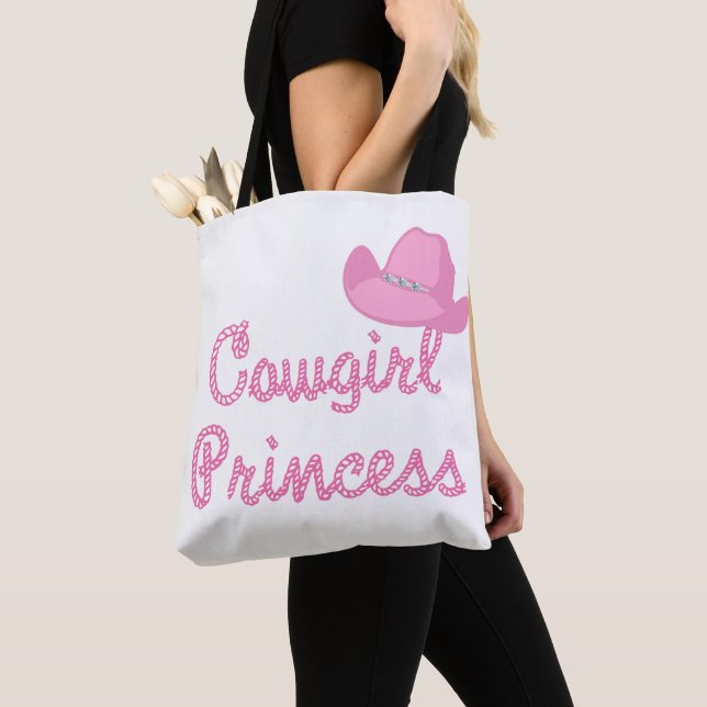 Cowgirl Princess mit rosa Cowboy-Hut Tote BAg Tasche (Von Nahem)