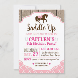 Cowgirl-Prinzessin Saddle Up Pony Birthday Einladung