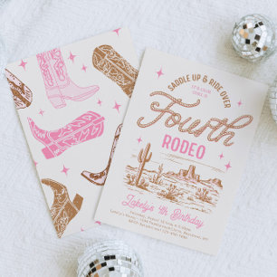 Cowgirl Quatrième Rodéo Invitation d'anniversaire