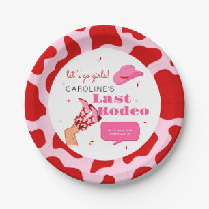 Cowgirl Red & Pink Letzte Rodeo Junggeselinnen-Abs Pappteller