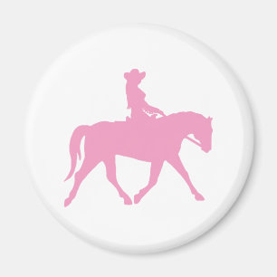 Cowgirl reiten ihr Pferd (pink) Magnet