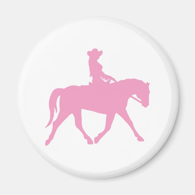 Cowgirl reiten ihr Pferd (pink) Magnet (Vorne)