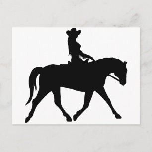 Cowgirl reitet ihr Pferd Postkarte