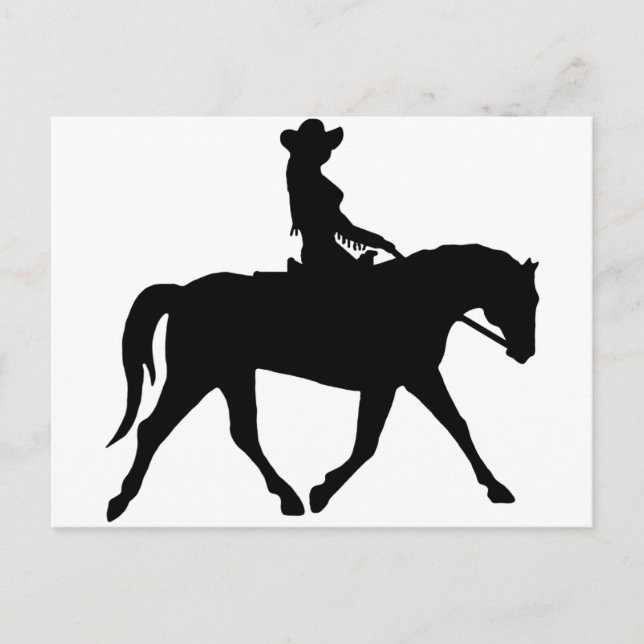 Cowgirl reitet ihr Pferd Postkarte (Vorderseite)