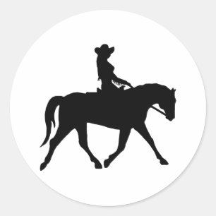 Cowgirl reitet ihr Pferd Runder Aufkleber