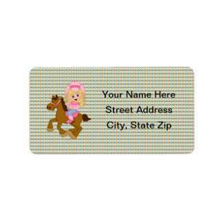 Cowgirl Reitpferd (pink) Adressaufkleber