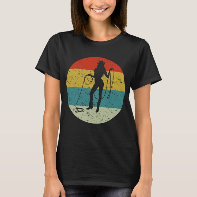 cowgirl Retro Vintag Silhouette 70er T-Shirt (Vorderseite)