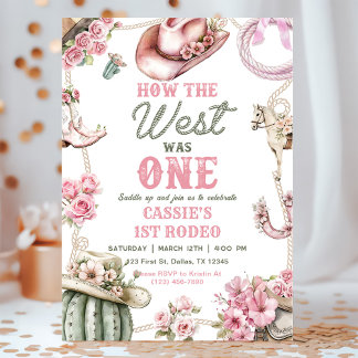 Cowgirl Rodeo 1st Birthday How The West Was One Einladung