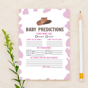 Cowgirl Rodeo Kinderdusche Vorhersagen Aktivität Briefpapier