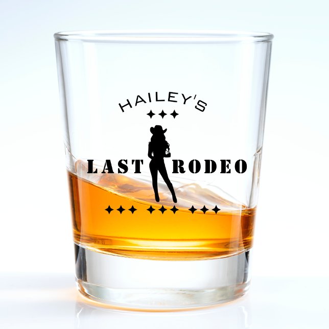 Cowgirl Rodeo Wedding Junggeselinnen-Abschied Schnapsglas (cowgirl last rodeo bachelorette party shot glass)