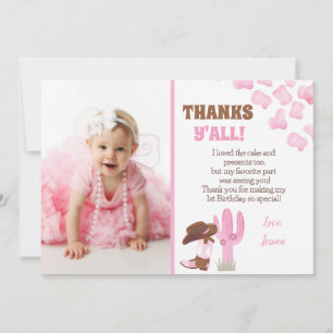 Cowgirl Rodeo Western 1er Anniversaire Merci Carte