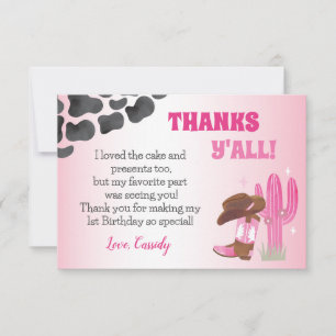 Cowgirl Rodeo Western 1er Anniversaire Merci Carte