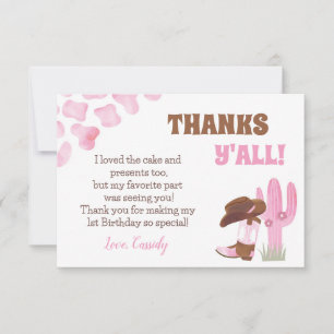 Cowgirl Rodeo Western 1er Anniversaire Merci Carte