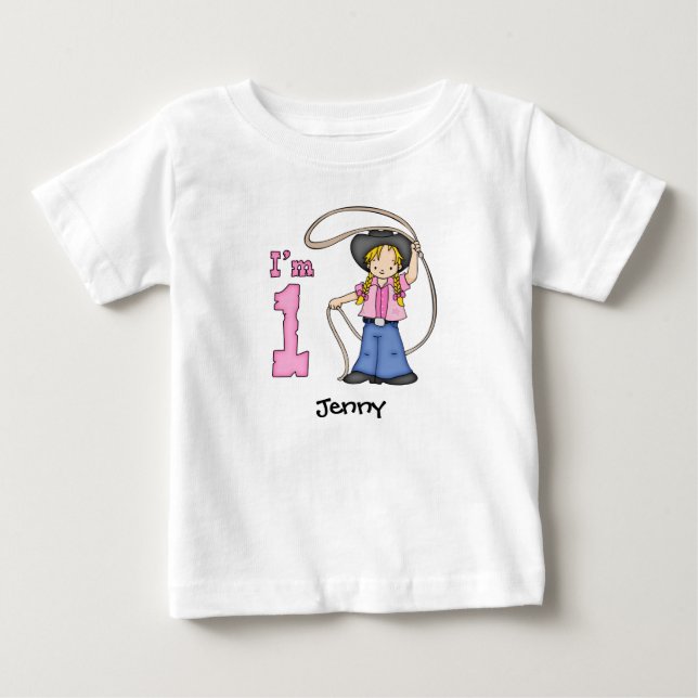 Cowgirl Roper 1er Anniversaire T-shirt bébé (Devant)