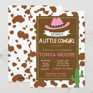 Cowgirl-rosa Babyparty-Einladung Einladung