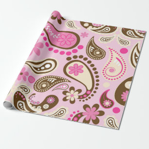 Cowgirl Rosa Braun Paisley Blumen Land Texas Geschenkpapier