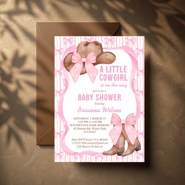 Cowgirl Rosa Bugband Girls Babydusche Einladung (Von Creator hochgeladen)