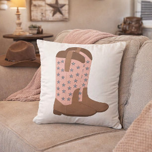 Cowgirl Rosa Faux Glitter Stern Cowboy Stiefel Kissen