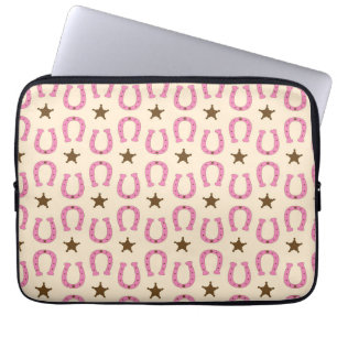 Cowgirl Rosa Hufeisen Sheriff Stern Land Texas Laptopschutzhülle
