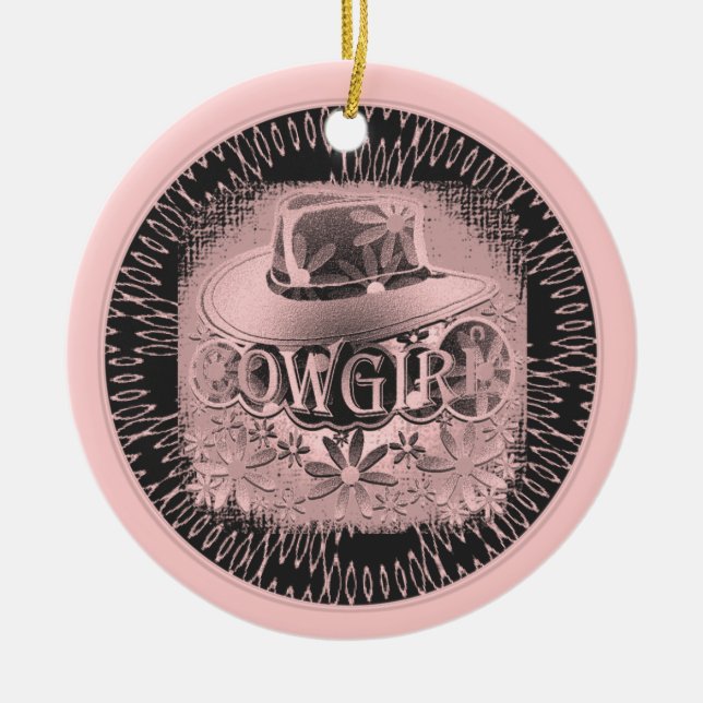 Cowgirl-Rosa Keramikornament (Vorne)