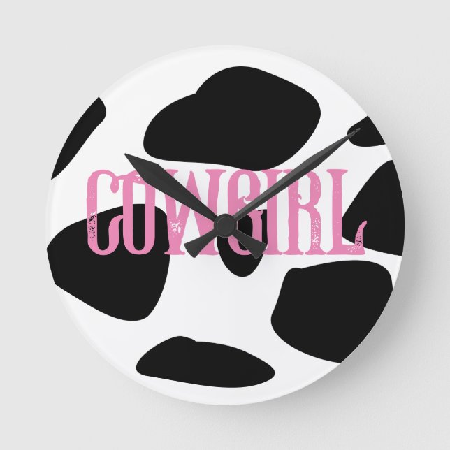 Cowgirl Runde Wanduhr (Vorderseite)