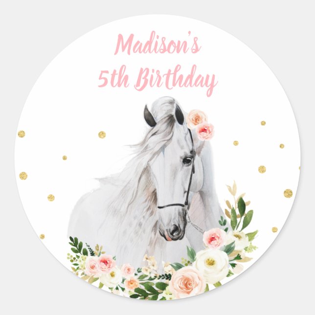 Cowgirl Saddle Up Pferd Pony Geburtstag Runder Aufkleber (Vorderseite)