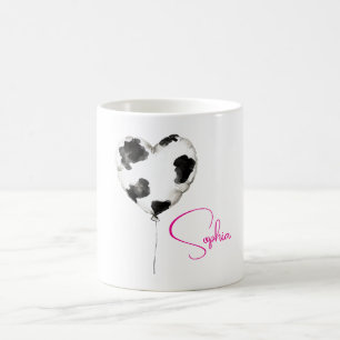 Cowgirl Schwarz Weiß Kuh Herz Ballon Kaffeetasse