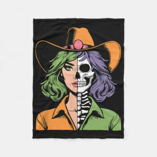 Cowgirl Skeleton Halloween Fleecedecke