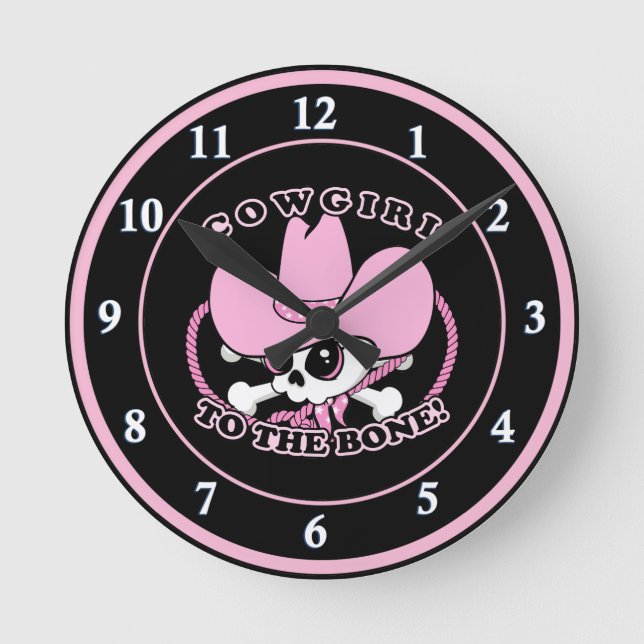 Cowgirl Skull Runde Wanduhr (Vorderseite)