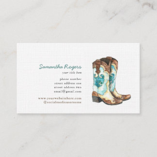 Cowgirl Stiefel Aquarellmalerei Visitenkarte