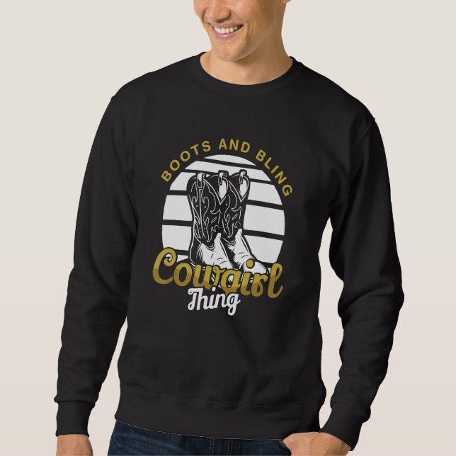 Cowgirl Stiefel Bling Niedliche Blume Liebe Land Sweatshirt (Vorderseite)
