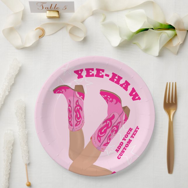 Cowgirl-Stiefel Maßanfertigung Pappteller (Hochzeit)