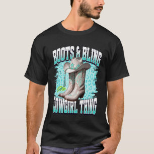 Cowgirl-Stiefel mit klassisch bestickten Stiefeln T-Shirt
